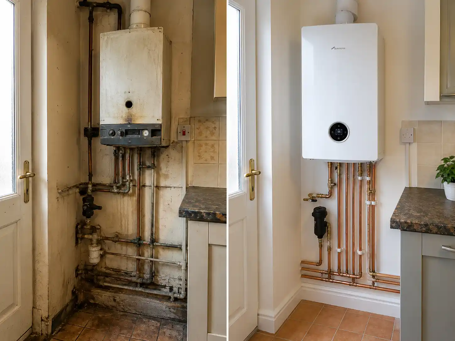 Before and after boiler upgrade in Radiator Repair