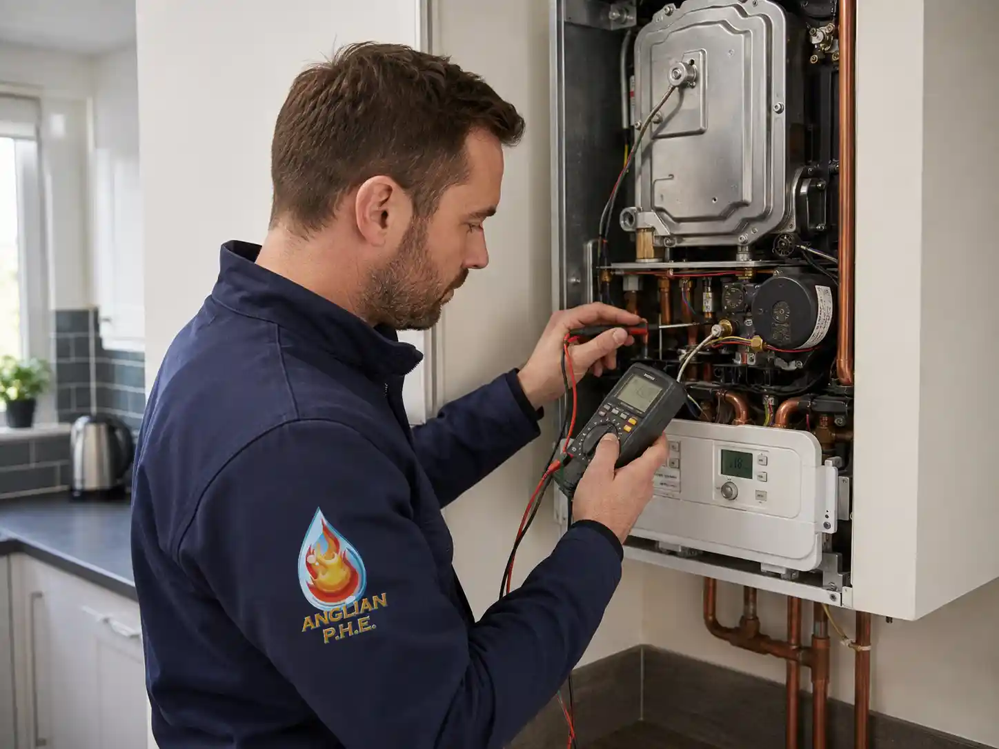 Engineer working on a boiler